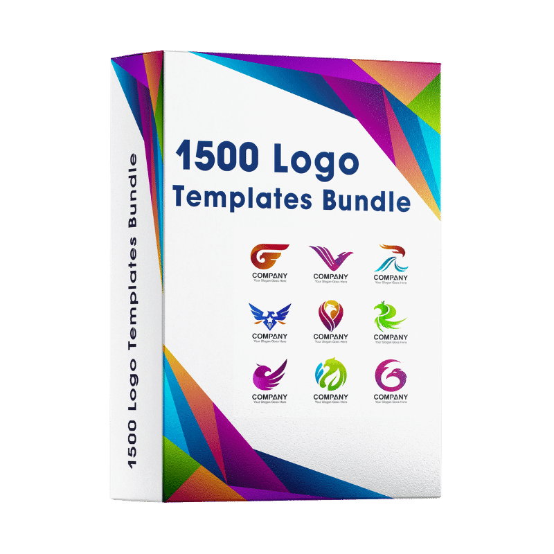 Collection of 1500 logo templates in vibrant colors, suitable for branding and business identity design.
