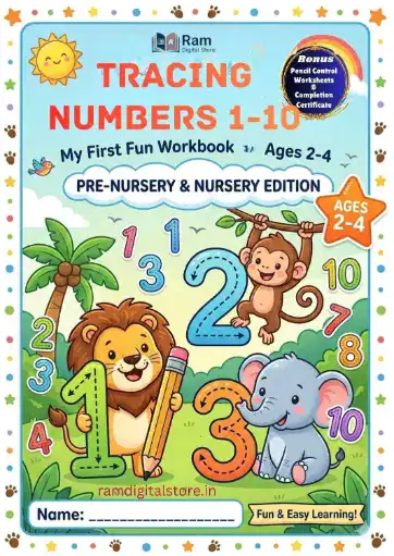 Number Tracing Worksheets for kids by Ram Digital Store