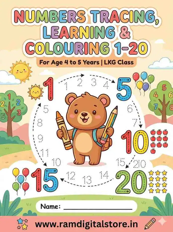 Number Tracing and Colouring Ebook for LKG Kids Age 4-5